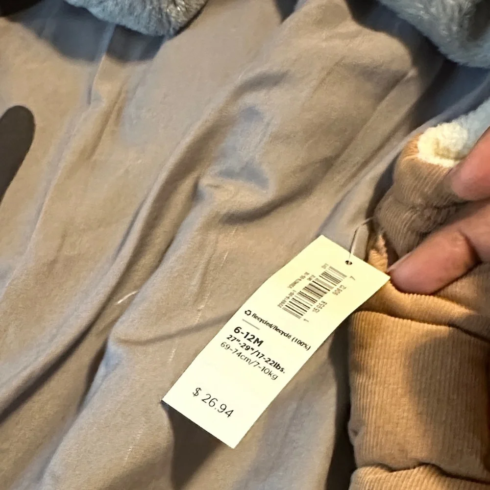 Old Navy Tan Quilted Corduroy Vest with Plaid Yoke and Sherpa Collar